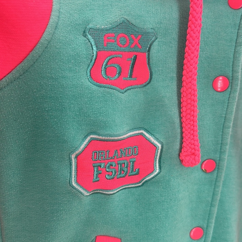 Urban Kids Letter-jacket style embroidered girls hoodie size 10 & 12 - Picture 2 of 11